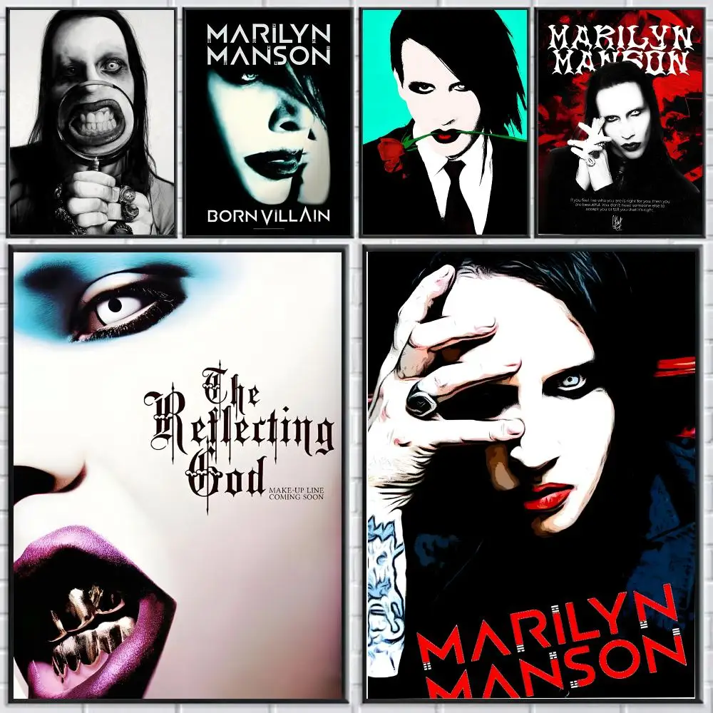 Singer M-Marilyn M-Manson Poster HD Self-adhesive Waterproof Paper Sticker Suitable For Living Rooms Bedrooms Home Decor