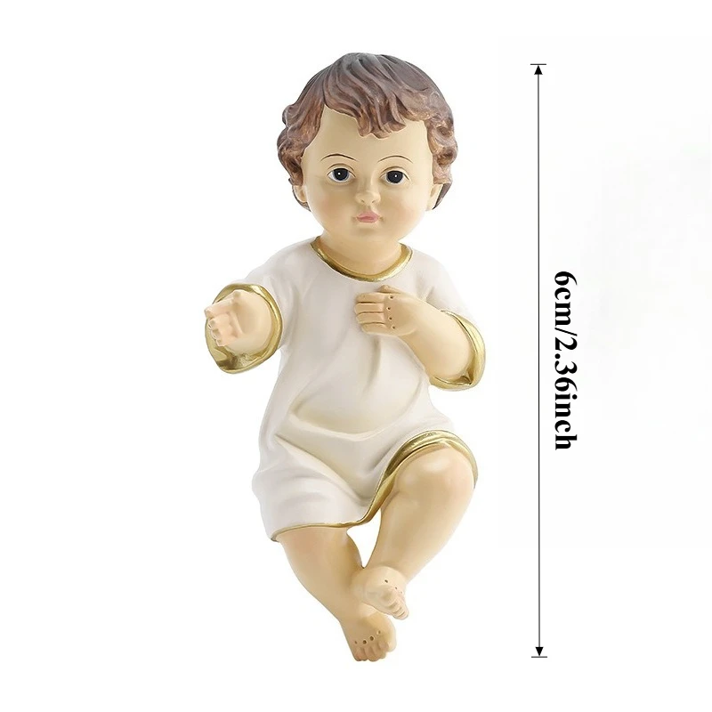 6cm Religious Saint Baby Statue Religious Holy Child Ornament Jesus Baby Resin Handicraft Adornment Mini Dolls Church Statues