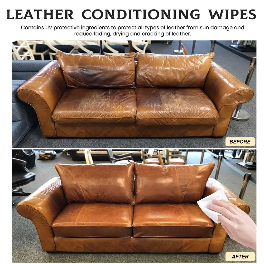 40pcs Leather Cleaner Wipes Leather Cleaner & Conditioner Wipes Prevent Cracking Or Fading Of Leather Couches, Car Seats, Shoes