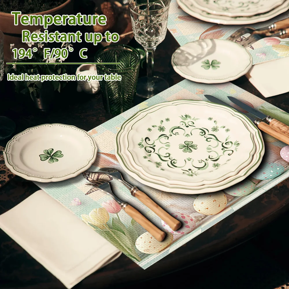1PC Easter Bunny & Egg Print Placemats - Heat-Resistant Table Protectors Suitable for Spring Table Setting