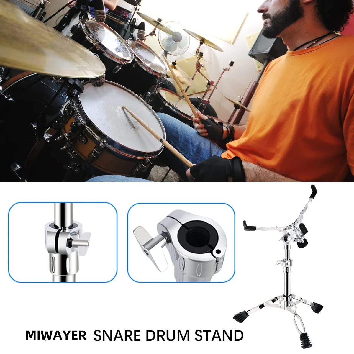 Portable Snare Drum Stand Height Adjust Instrument Holder Snare Drum Base Drum Bracket for 12\'\'~14\'\' Dia Drums Instrument