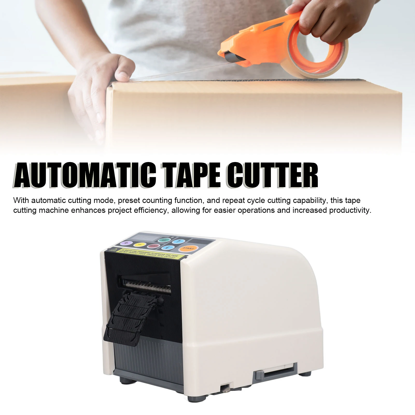 

Electric Tape Cutter Maximum 999mm Cutting Length Repeat Cycle Cut High Accuracy Tape Dispenser Machine Auto Manual for Office