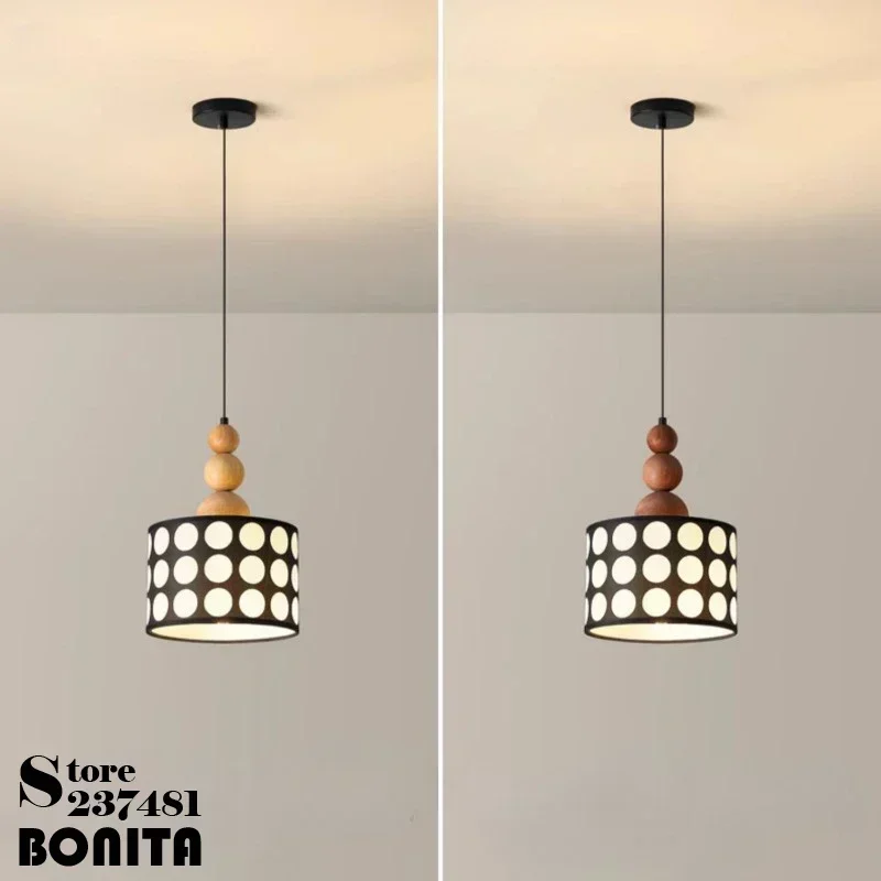 Modern Black/white Polka Dot Chandelier Rotundity Acrylic Pendant Light Living Room Bedroom Restaurant Kitchen LED Hanging Lamps