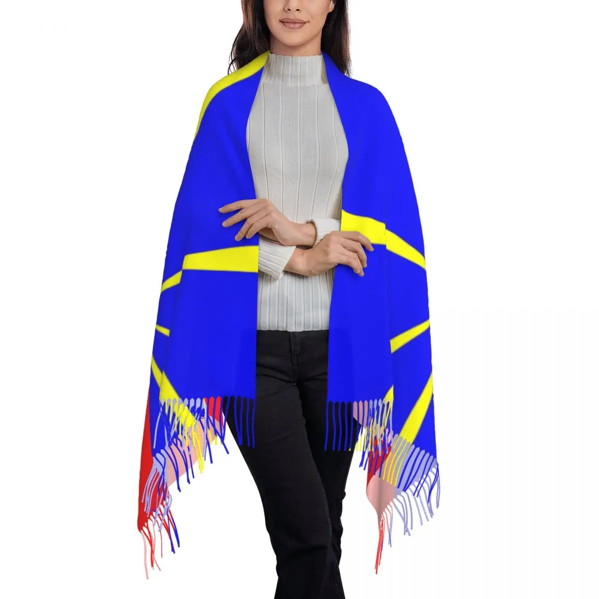 Bufanda con bandera de la isla de reunión para mujer, chal largo de invierno cálido con borlas, bufandas cómodas, Unisex, 974