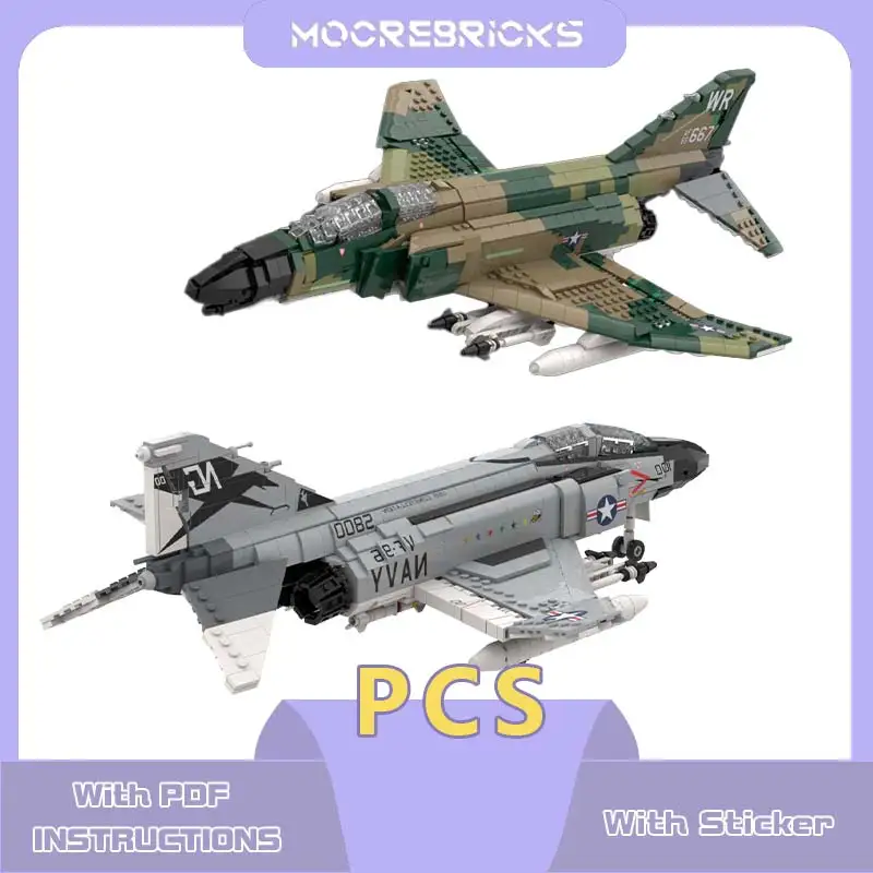 Modern fighter jets  F-4J Phantom II Building Blocks Air Force Combat Bomber Model Assembly Bricks Toy Set Collectible Gifts