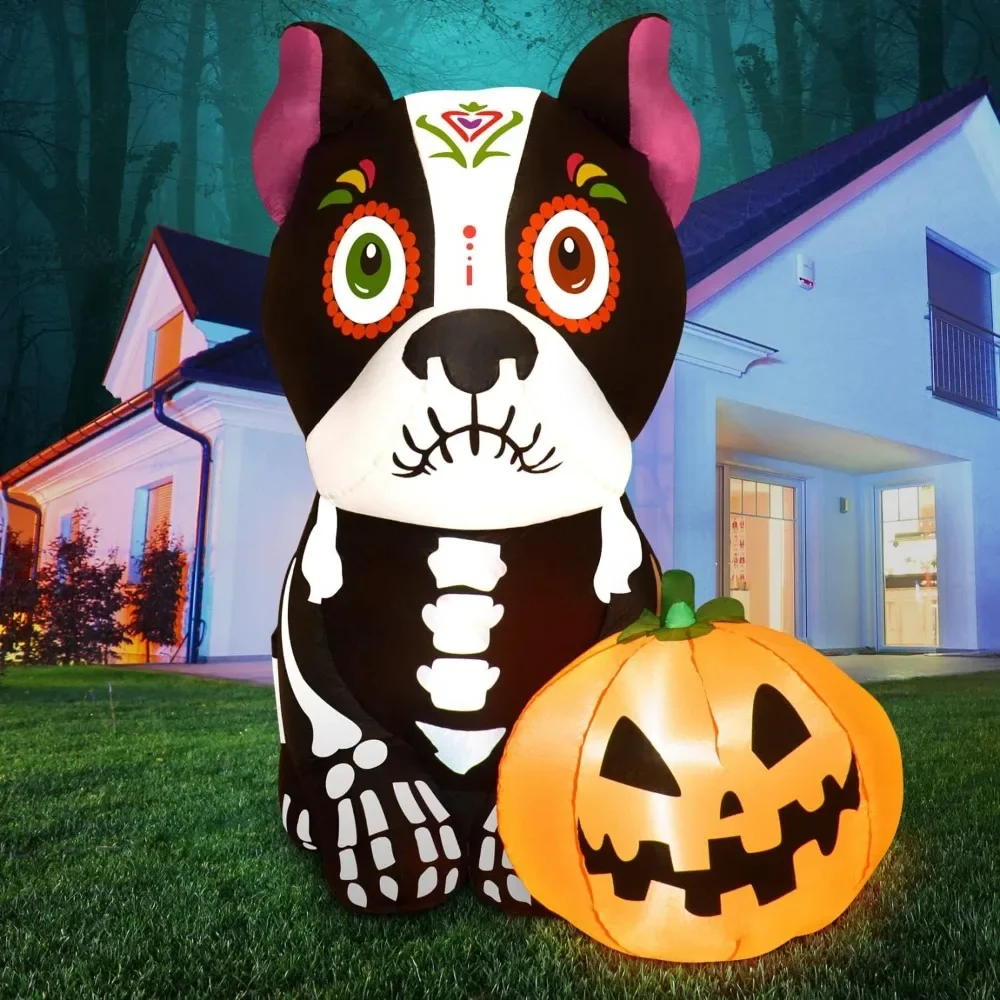 

Halloween Inflatable Dog Pumpkin, Sugar Skull Dog Outdoor Inflatable Courtyard Prop Decoration