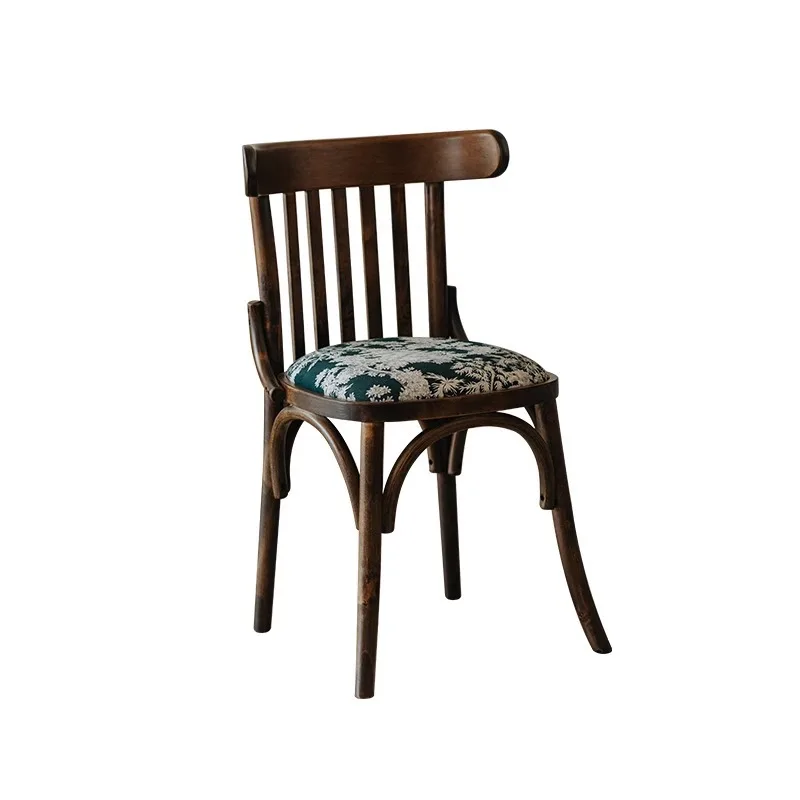 

Guofeng Linhai Solid Wood Dining Chair French Medieval Soft Bag Stool Backrest Chair Restaurant TON763