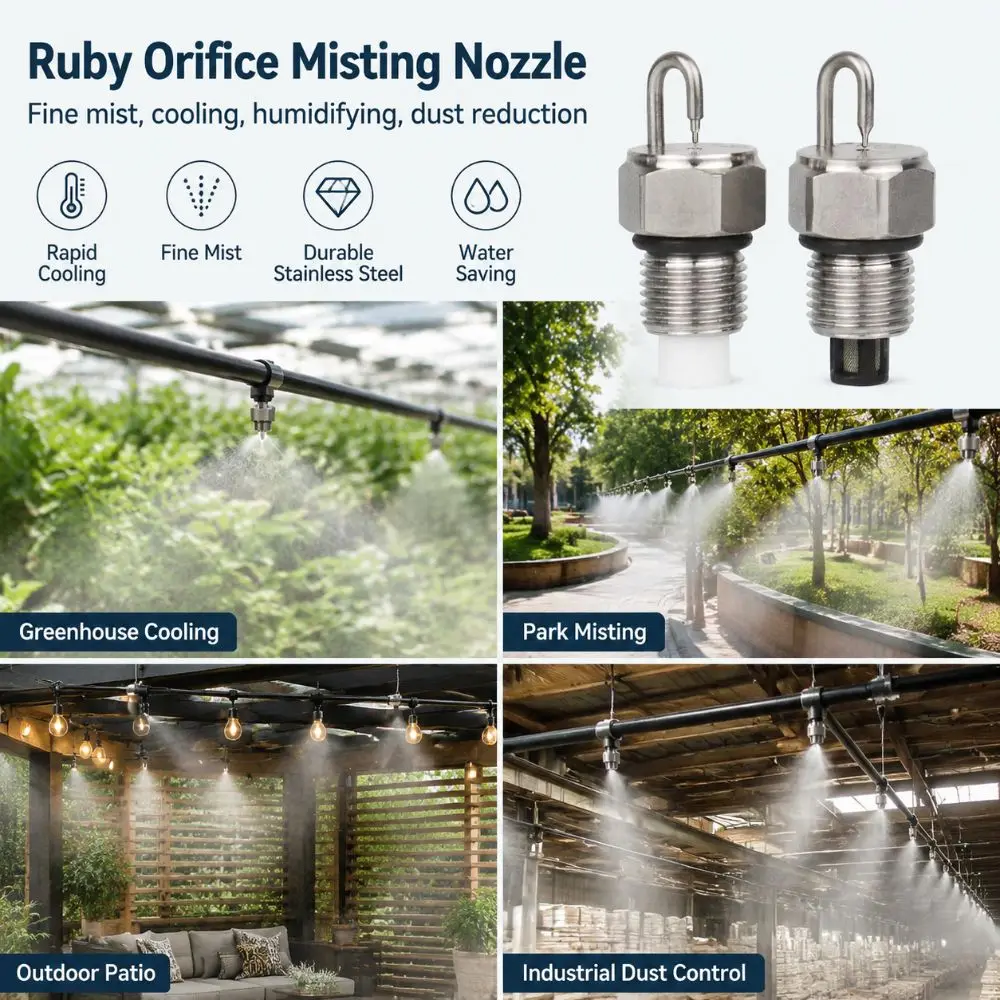 304 Stainless Steel Ruby Impingement Fog Nozzle 1/8 Inch High Pressure High Pressure Fog Nozzle With Filter