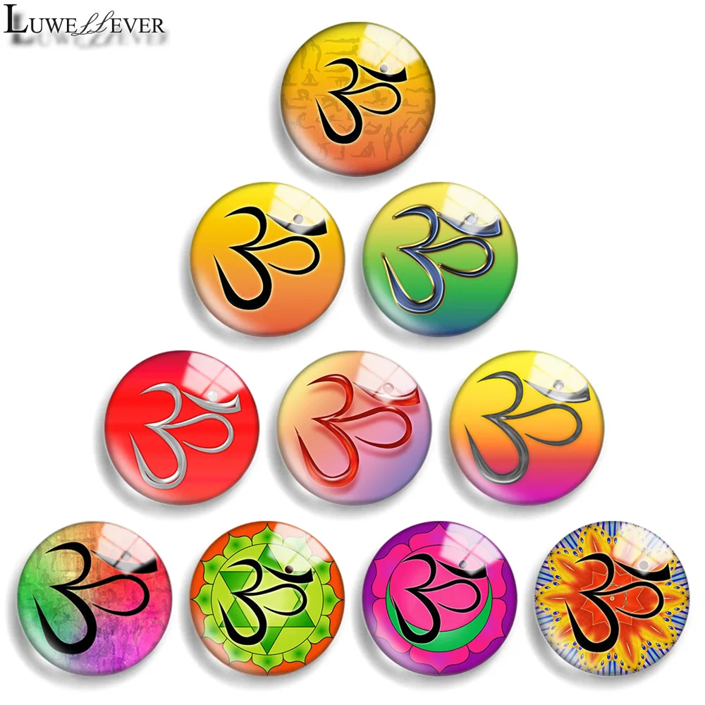 12mm 10mm 20mm 25mm 30mm 40mm 875 Yoga Mix Round Glass Cabochon Jewelry Finding 18mm Snap Button Charm Bracelet