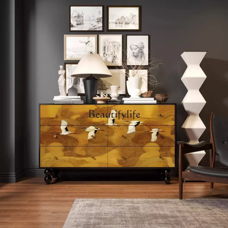 

LJYFrench six-chest cabinet, all solid wood porch, aisle entry, living room, bedroom, chest of drawers