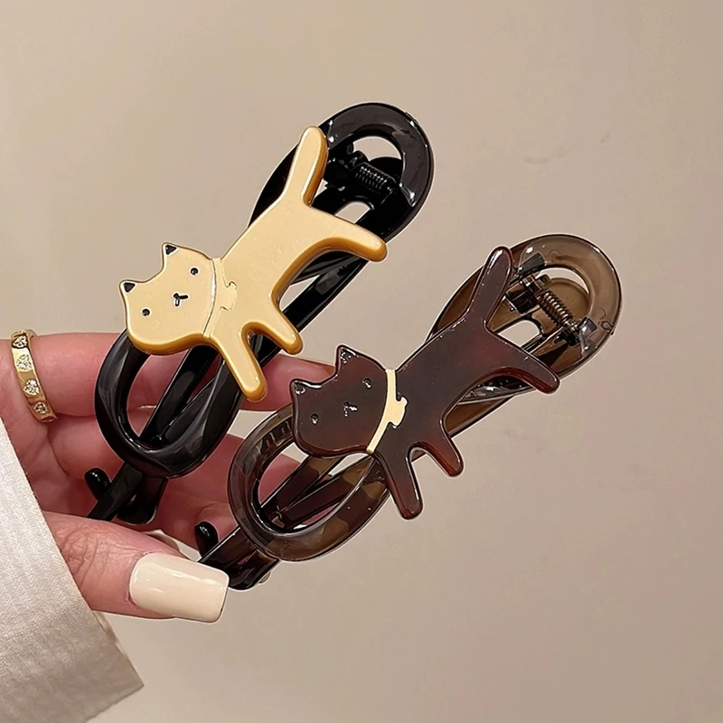 Y2k لطيف ليوبارد القط الملتوية مقاطع الشعر حجم كبير دبوس الشعر المشابك مشبك شعر كليب النساء إكسسوارات الشعر #3