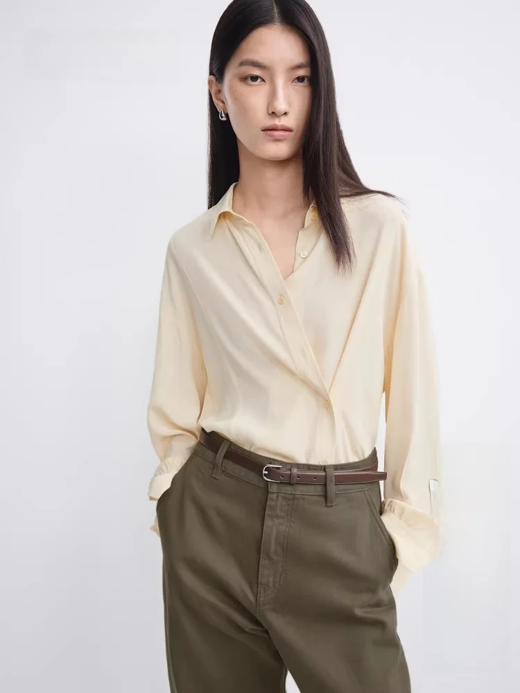 

Женская атласная блузка с длинным рукавом, двусторонняя, осенняя новинка, модная, удобная, для делового и повседневного стиля