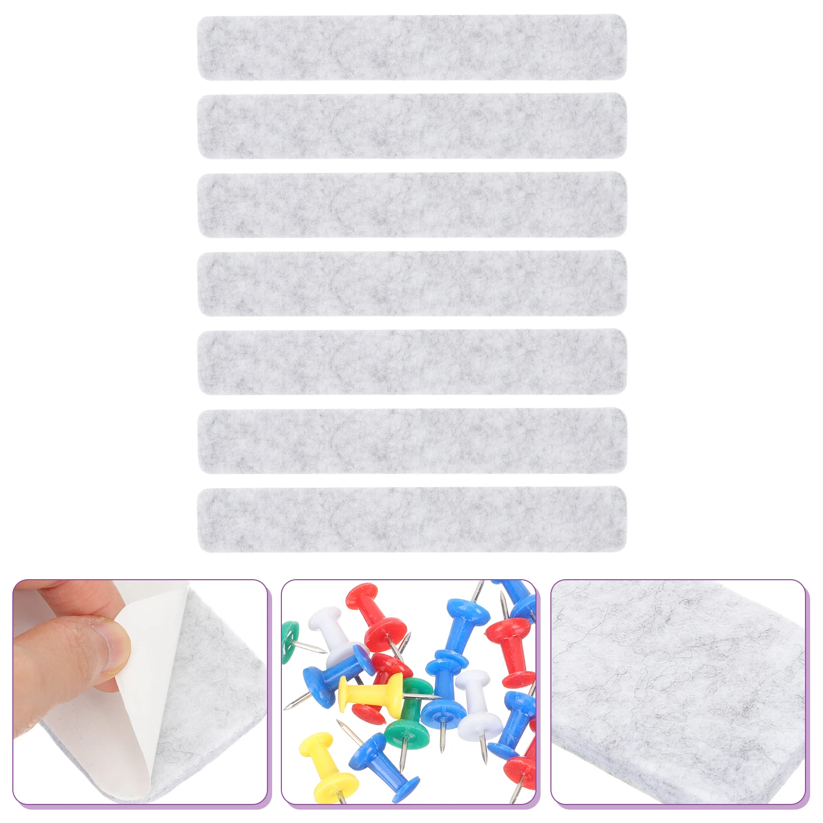 

8 pcs Bulletin Bar Self-Adhesive Memo Strips Pushpins Included Wall Memo Strip Felt Pin Strip Felt Wall Board Bulletin