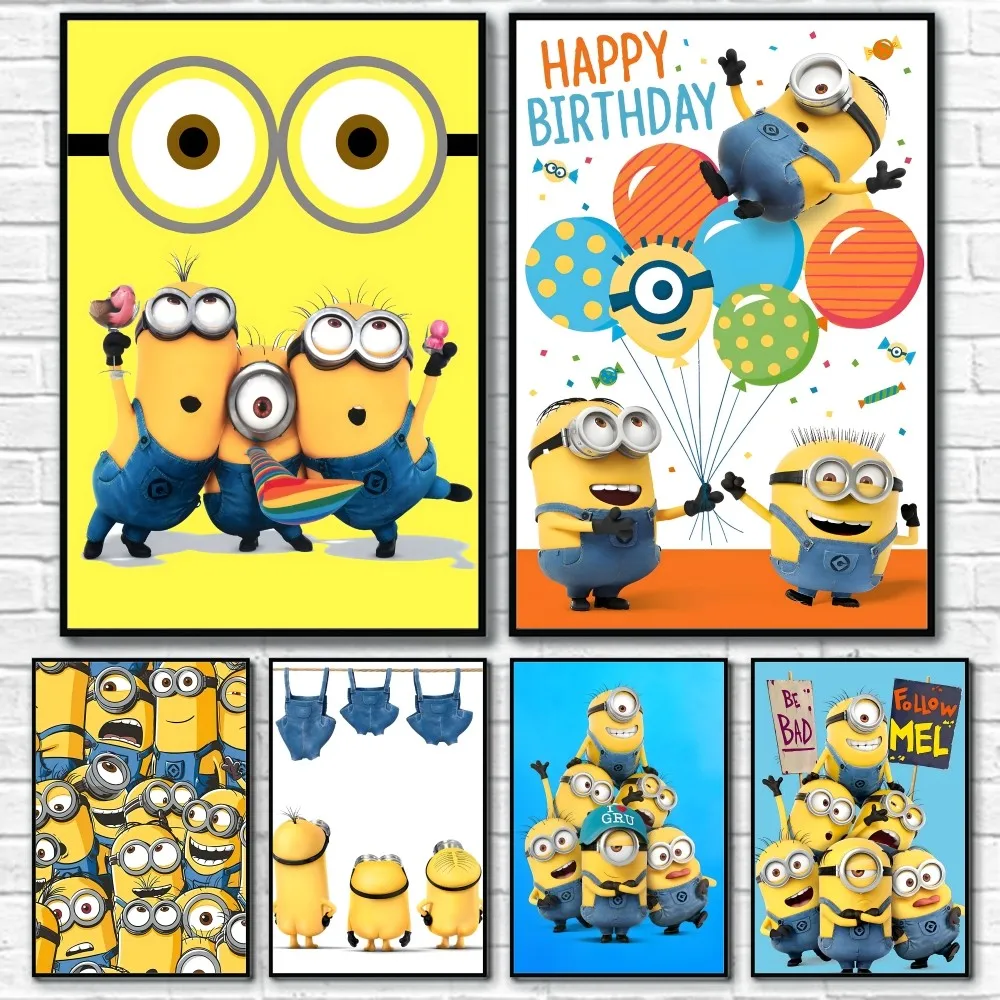 

Kawaii M-Minions Cute Anime Poster Sticky Wall Art Printing Waterproof Home Living Bed Room Bar Aesthetic Decor
