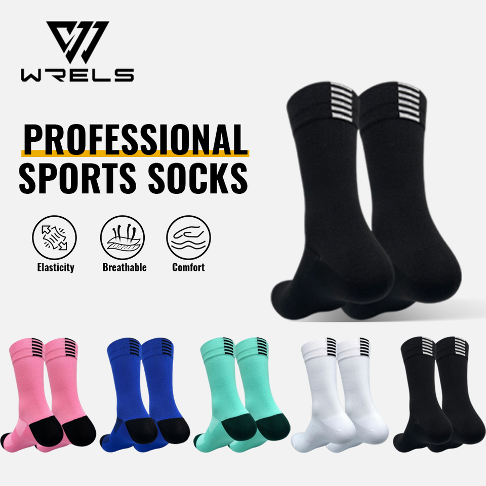  WRELS 1/2/3 Pairs Cycling Socks Men Women Terry Bottom Cushioned Running Socks Arch Support Basketball Sport Compression Socks 