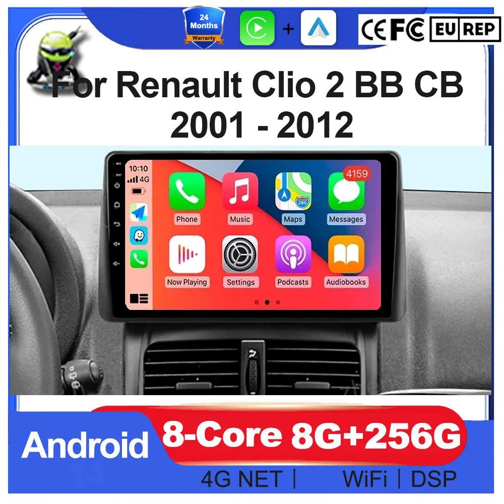 Car Radio For Renault Clio 2 BB CB 2001 - 2012 Stereo Multimedia Video Player Wireless Carplay GPS Navigation Android Auto Tools