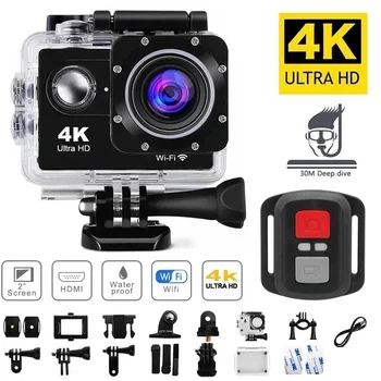 Outdoor Mini Camera 4K Action Waterproof Helmet Video Recording Camera Sports Camera 1080P/30FPS WiFi 2.0&quot; Underwater Underwater Cameras