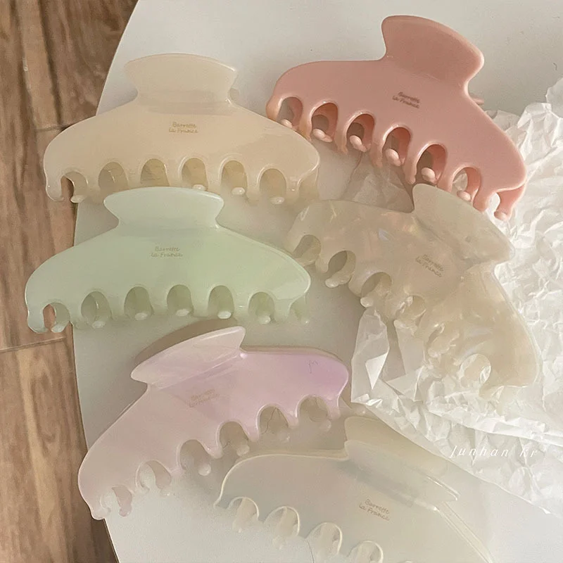 Jelly Color Acetate grab clip Back Head Hair Updo Holder Large Shark Clip Elegant Hair Pin Hair Accessories