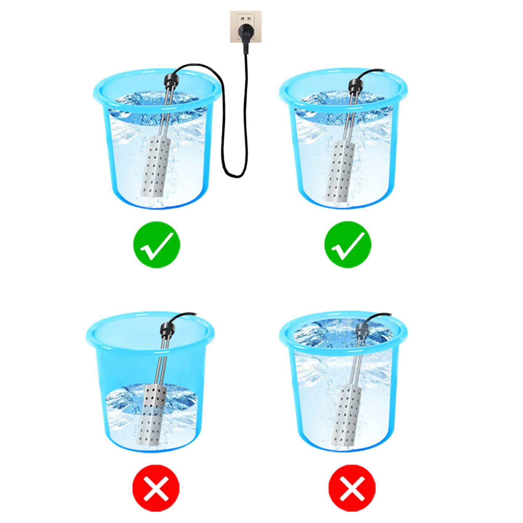 เครื่องทำ pemanas Air listrik 2500W แบบจุ่มในห้องครัวห้องน้ำสระว่ายน้ำเครื่องทำน้ำอุ่นแบบทันทีปลั๊กแบบยุโรป