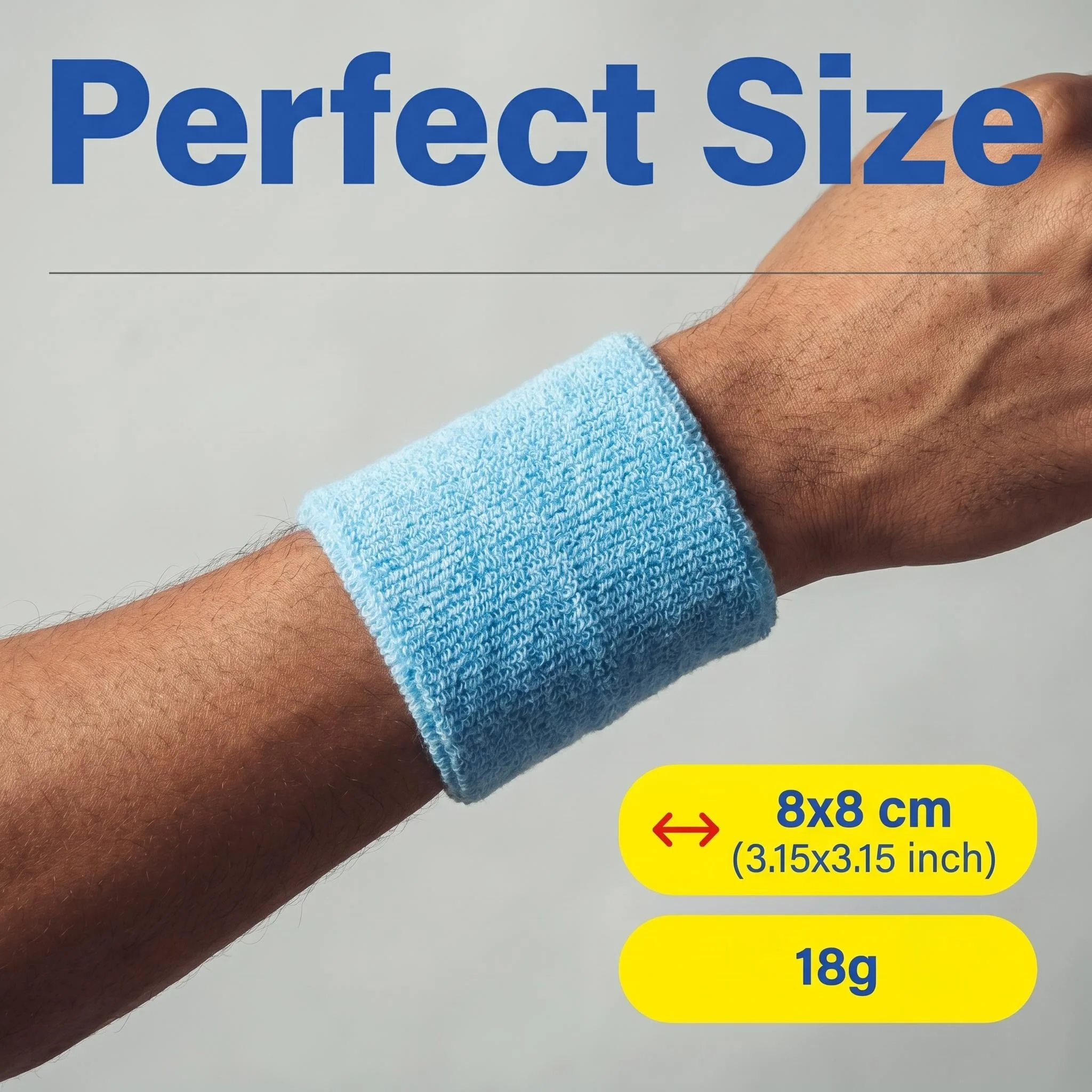 High Elastic Knit Absorbent Sports Wristband, Full Cotton Terry Sweat Wrist Support for Basketball Running Gym Office Daily Use