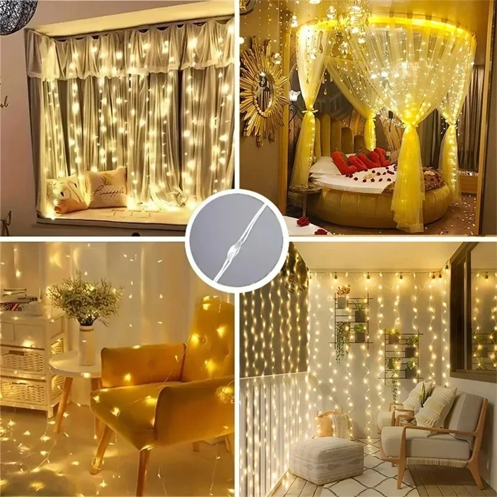 Remote Control Fairy Lights 3 4 6 Meters USB LED Curtain String Lights for Christmas Home Bedroom Decoration Festive Party