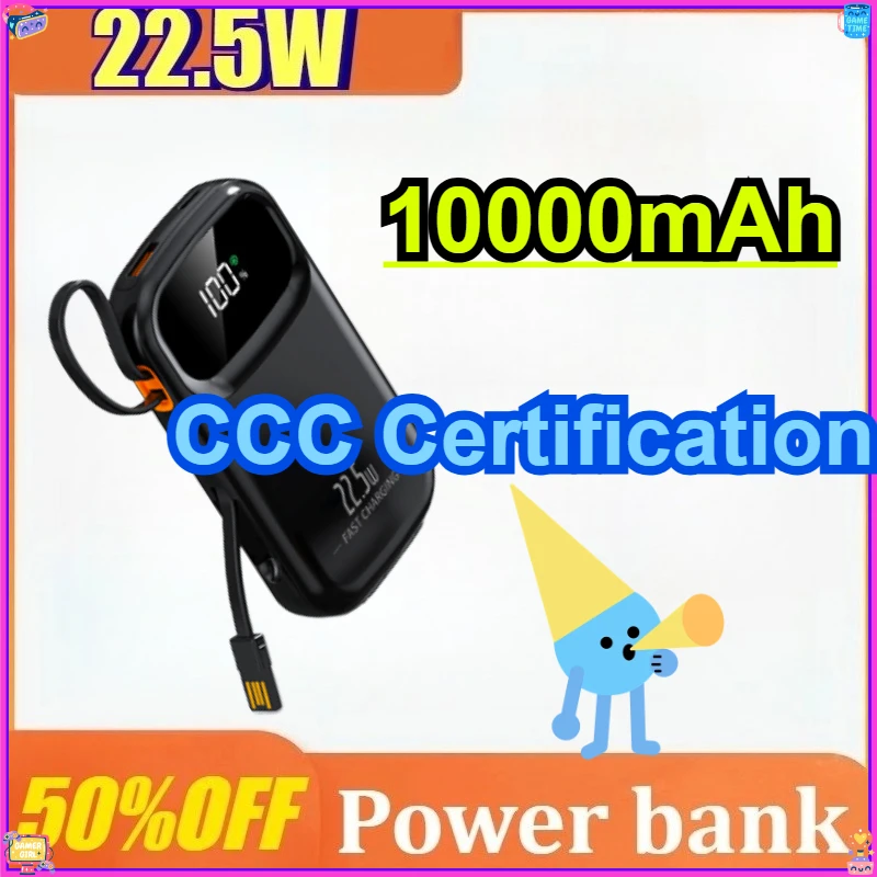 

22.5W 10000mAh Power Bank Lightning digital display screen Built-In Retractable USB-C Low-temperature anti-attenuation