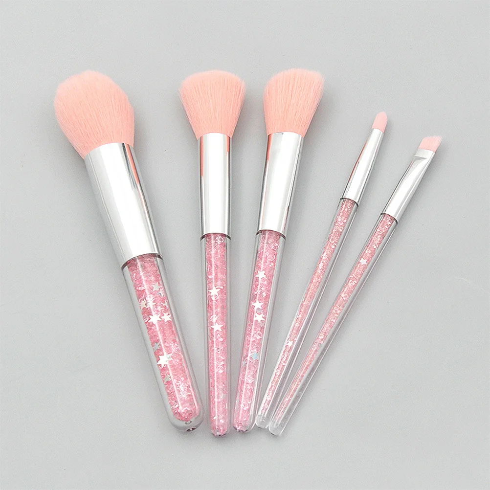 Set di pennelli per trucco da 5 pezzi Setole dense premium Nessun spargimento Pennello cosmetico professionale facile da pulire per le donne Regalo per l'uso quotidiano