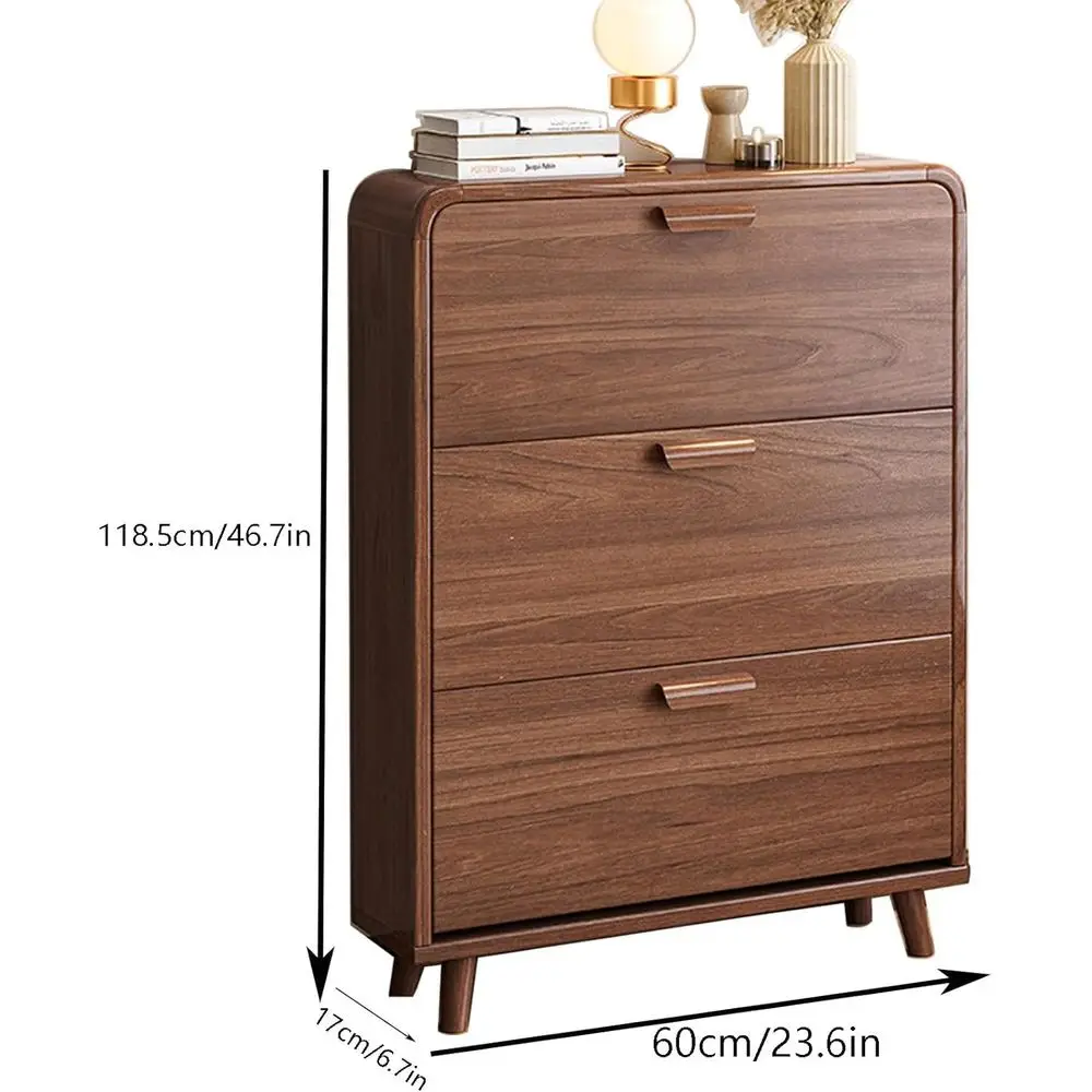 رف أحذية بني 3 طبقات مثبت على الحائط، 60 × 17 × 119 سم، يحمل 10-12 زوجًا، مثالي للمدخل أو غرفة المعيشة #2