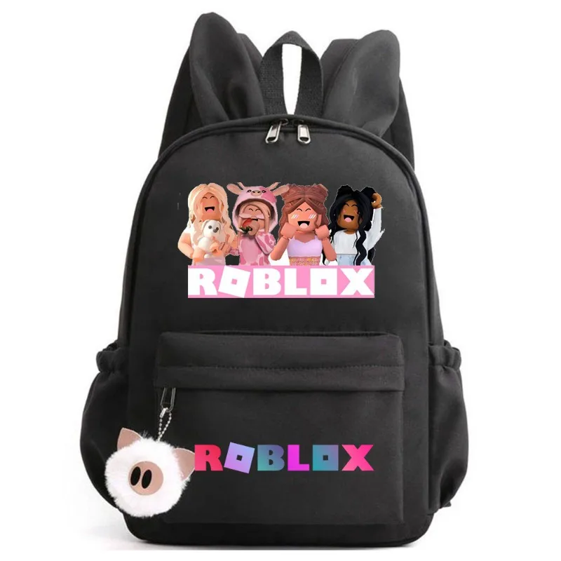 เกม Roblox อุปกรณ์ต่อพ่วงสร้างสรรค์การ์ตูนพิมพ์กระเป๋าเป้สะพายหลังโรงเรียนประถมศึกษาสบายๆกระต่ายน่ารักกระเป๋าเป้สะพายหลังของขวัญสิ่งจําเป็นในชีวิตประจําวัน
