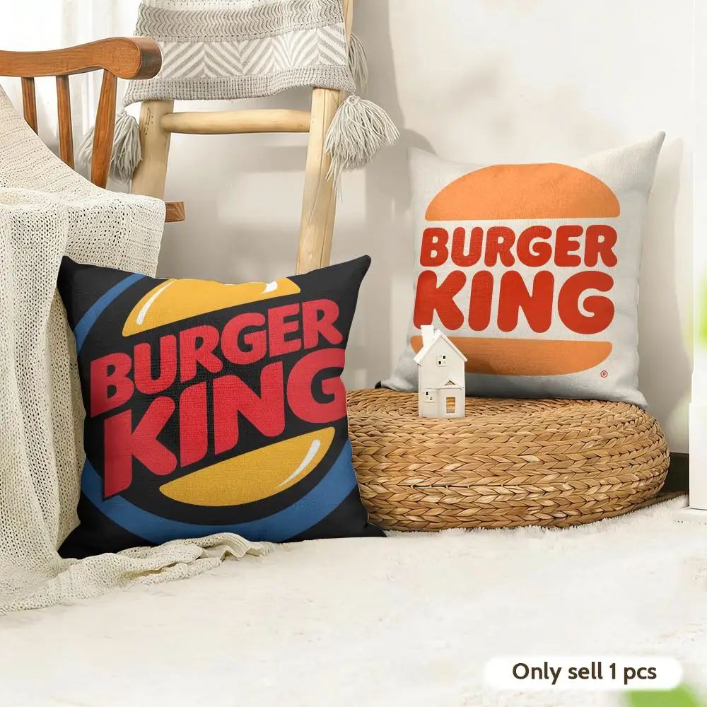 Cool H-Hun B-Burger K-King Cushion Cover Natural Linen Organic Fabric Double-Sided Printing Sofa Home Decor Gift Pillow Case
