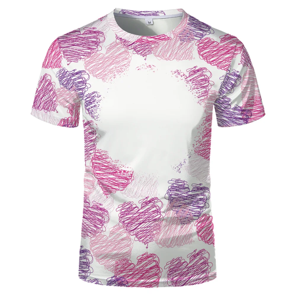 Sublimation Blank Sport Clothing T-shirt Polyester Quick Dry Women Men Round Collar Summer Tee for Diy Valentine's Day Gift