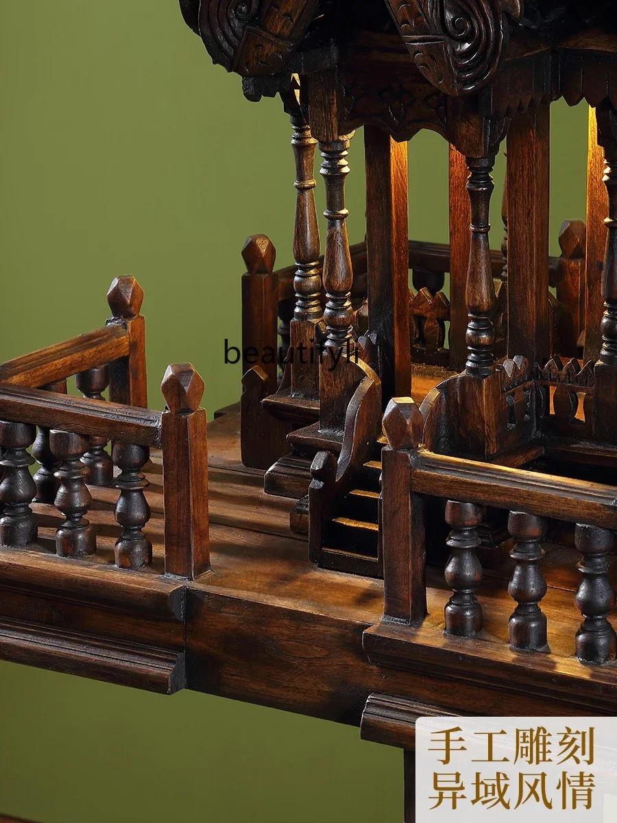 07 غرفة المعيشة الديكور مصباح أرضي من الخشب الصلب مصباح بهو على طراز جنوب شرق آسيا