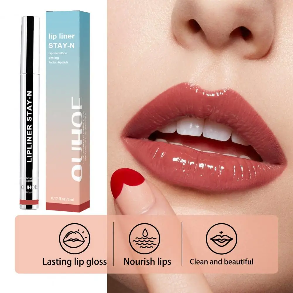 Lipliner Met Lip-Safe Langdurige Peel Off Lip Liner Anti-Fading Multifunctionele Lip Pen Voor Vrouwen Veilig Tattoo Vlek Met 5Ml