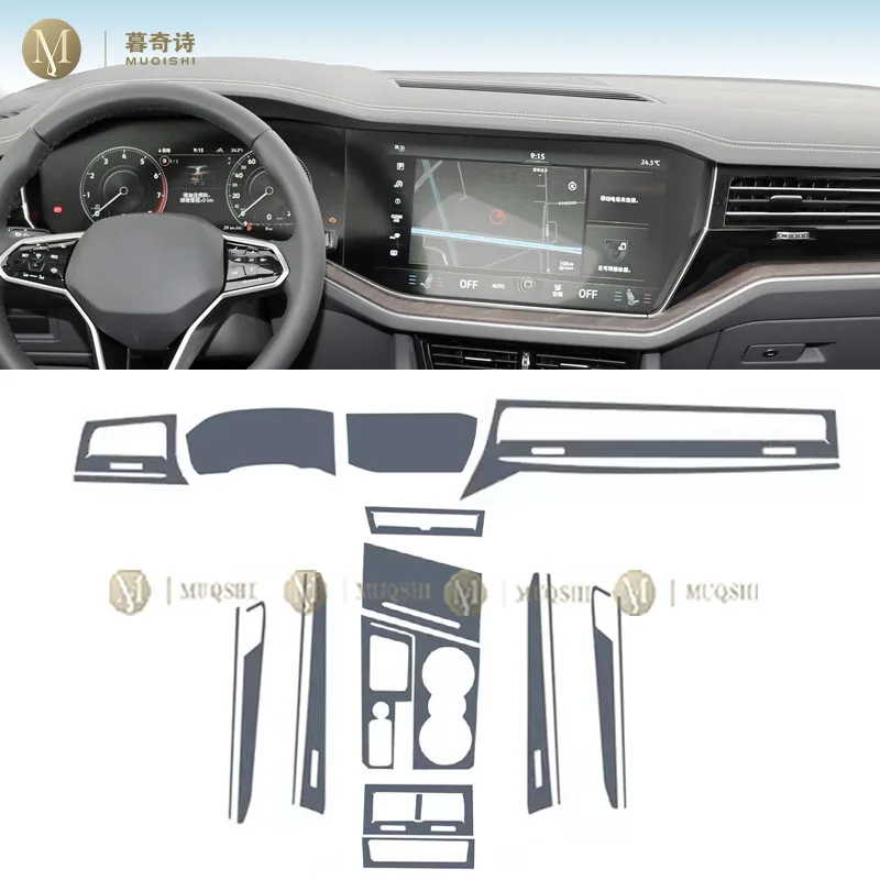 MUQSHI Pre cutting car Interior PPF paint protection film console transparent/matte TPU refit For Volkswagen Touareg 2019-2024