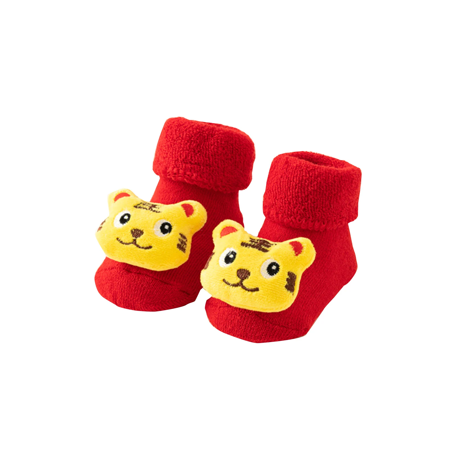 

Christmas Toddler Socks Baby Warm Non-Slip Floor Socks Autumn And Winter Style Plus Velvet Red Terry Daily Home Navidad