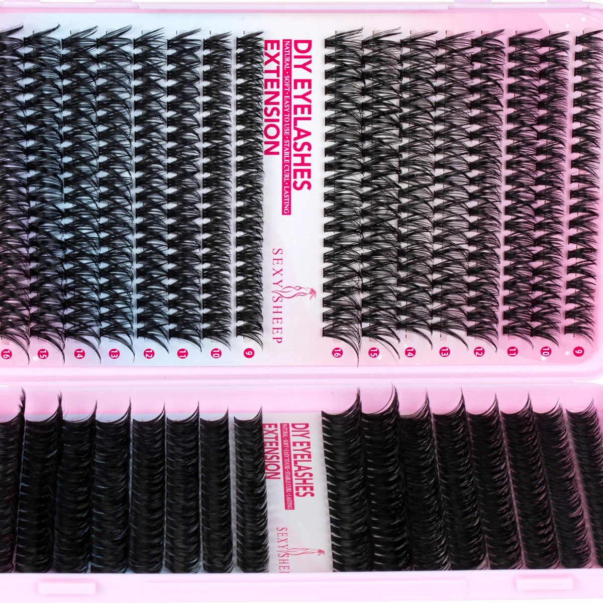 Lash Clusters Kit Cat Lashes Thick Large Capacity Soft Wispy Cluster Eyelash Extensions Kit DIY at Home Reuseable Makeup