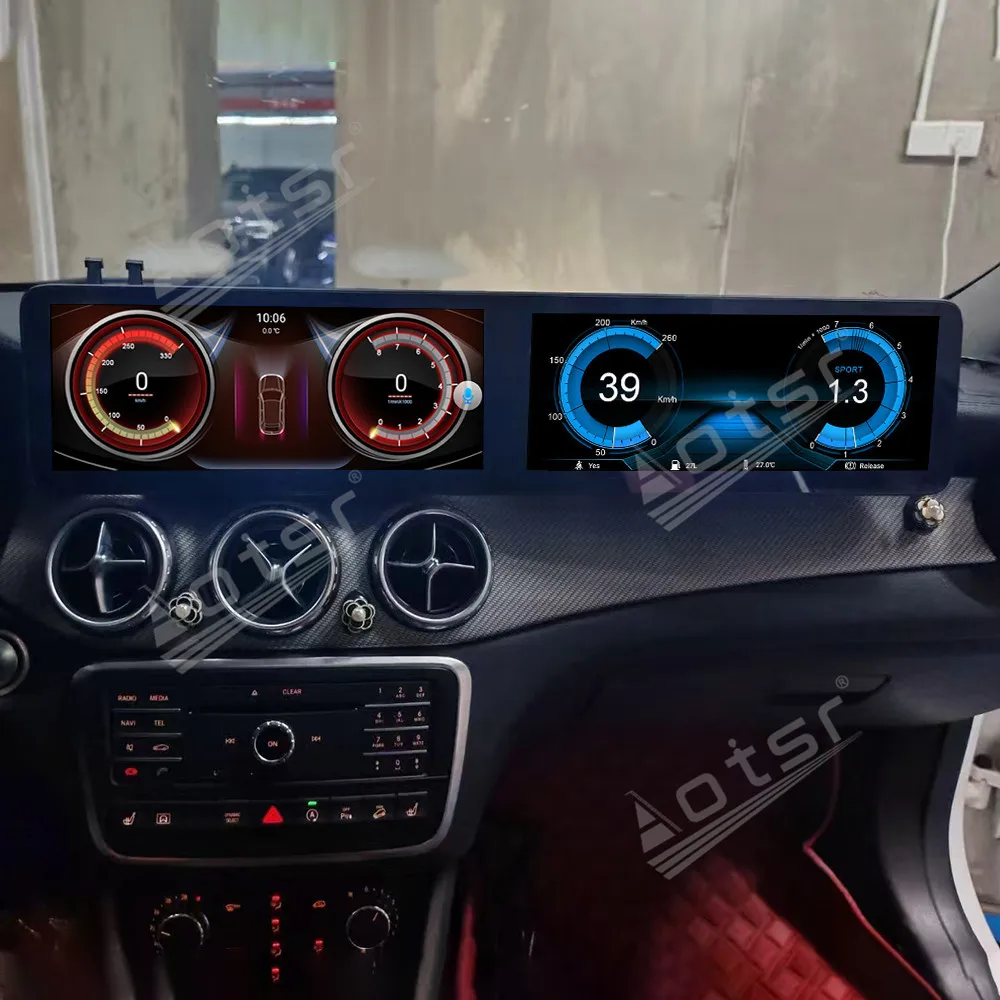 راديو سيارة مزدوج 12.3 بوصة يعمل بنظام أندرويد 13 CarPlay لسيارة Mercedes Benz A-Class CLA GLA 4.5 2013-2015 5.0 2016-2018 مشغل وسائط متعددة GPS Navi