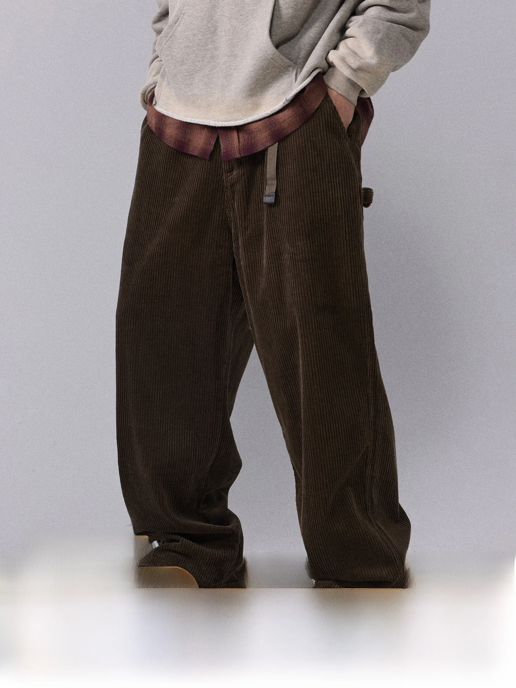 

Retro Waed Outdoor Workwear Casual Pants Loose Fit Corduroy Straight Leg Autumn Winter Cotton 00% Men's Leisure Trousers