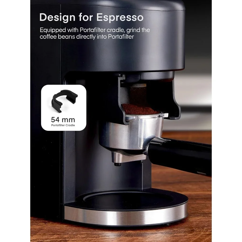 Coffee Grinder, Anti-static Conical Burr Coffee Grinder W/ 35 Precise Grind Setting, 2-12 Cup Select Timer, Coffee Bean Grinder