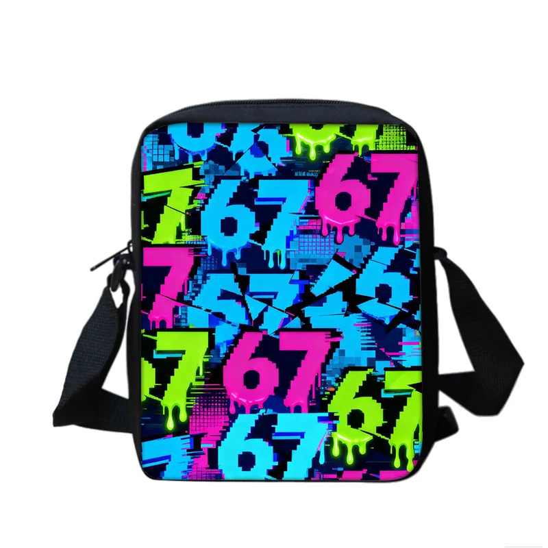 

67 letter Crossbody Bag Cartoon Print High Beauty Student's Best School, Office Worker Companion