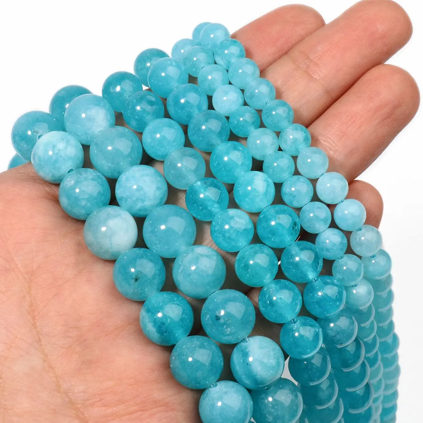 6 8 10mm Blue Amazonite Stone Natural Round Beads Loose Spacer Beads DIY Jewelry For Making Bracelet Earring Necklace Accessory