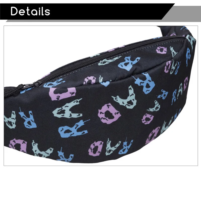 Digital Printing Letters Ladies Outdoor Waist Bag Sports Travel Running Portable Women's Bag Cross Body Bag