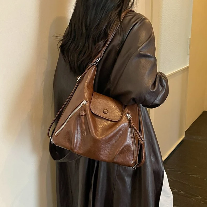 Ladies' Handbag 2026 Solid Color Pu Leather Shoulder Bag New Casual Large Capacity Tote Bags Bright Leather Crossbody Bags