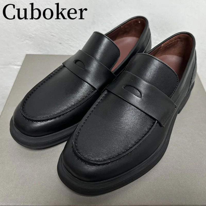 

Brand Designer Men Flat Real Leather Loafers Rubber Sole Male Slip On Mules Spring Autumn Walking Comfor Dress Shoes For Men