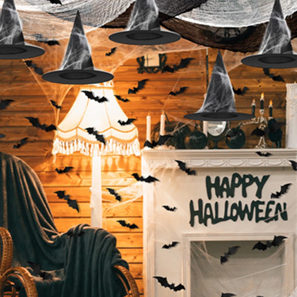 

44pcs Horror Holiday Party Atmosphere Decor Witch Hat Bat Themed Mix Decoration For Festival Decor