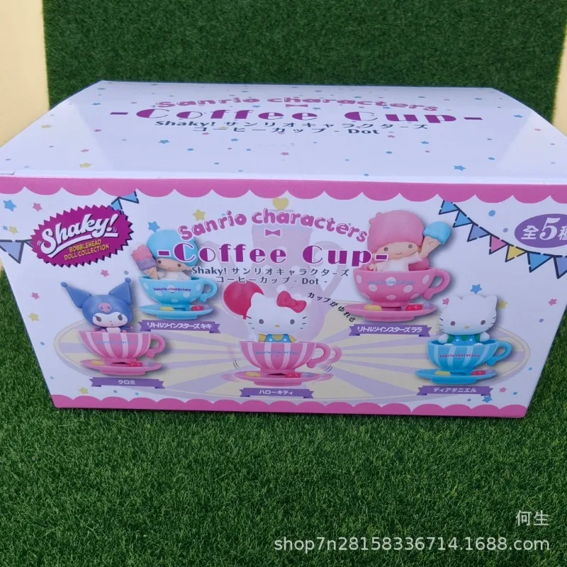 

Sanrio Characters Blind Box Toys Daniel Star Rotate Coffee Cup Anime Figure Hello Kitty Kuromi Collect Ornaments