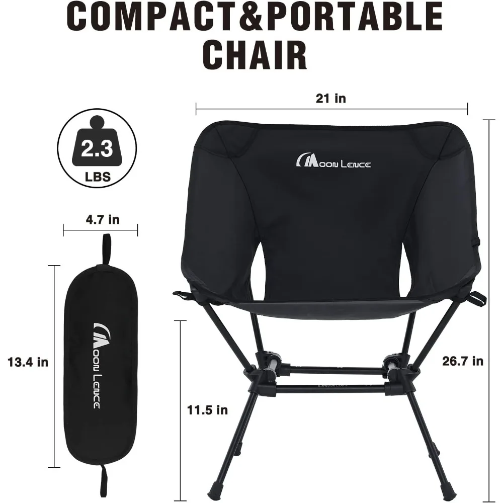 Camping Chairs 2 Pack, Compact Backpacking Chairs, Portable Folding Chairs with Side Pockets Lightweight Heavy Duty