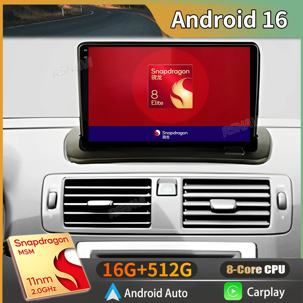 Radio para Auto Android 16 con Carplay para VOLVO C30 S40 C70 2006-2009 2010 2011 2012, GPS, Navegación, Reproductor Multimedia, Video, Estéreo
