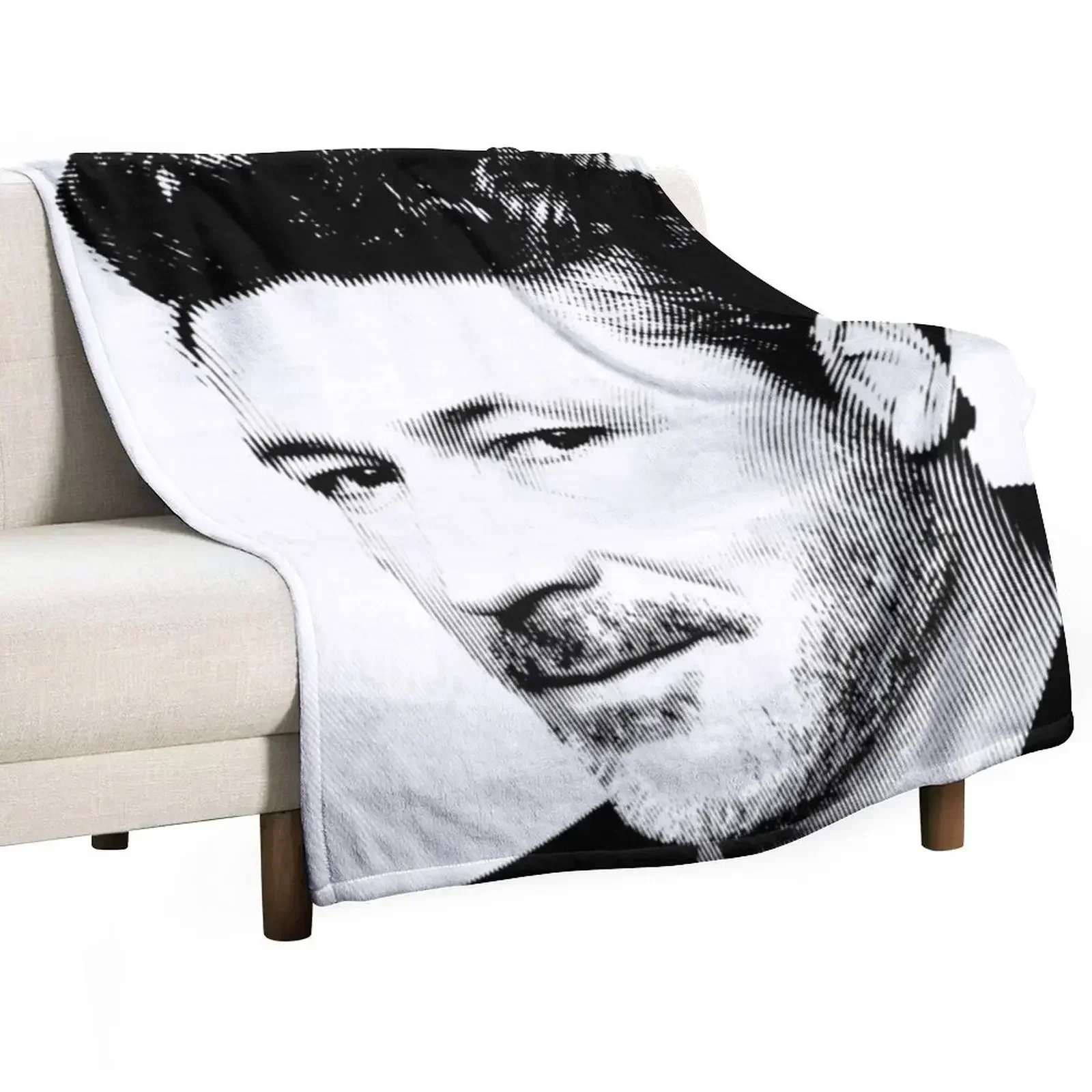 

Black & White Portrait Of Aidan Gillen Throw Blanket Fashion Sofas Flannel Fabric Multi-Purpose Blankets