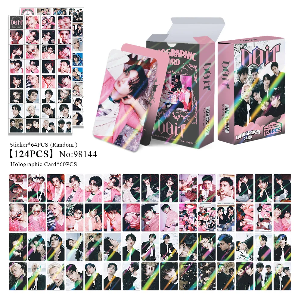 

124PCS new KPOP StrayKids SKZOO Lee Yong Bok Hwang Hyun Jin laser stickers, photo cards, postcards, greeting cards, holiday gift